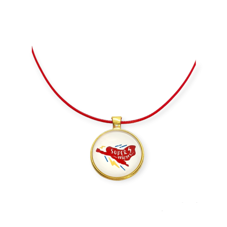 Necklace with red cord super mom2
